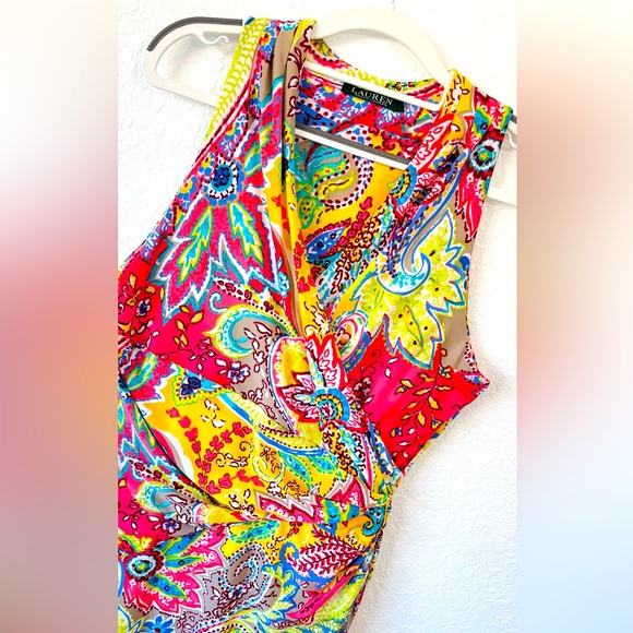 ⭐️Lauren Ralph Lauren⭐️Colorful print dress size 8💕Great condition 💕Sleeveless - Picture 4 of 10